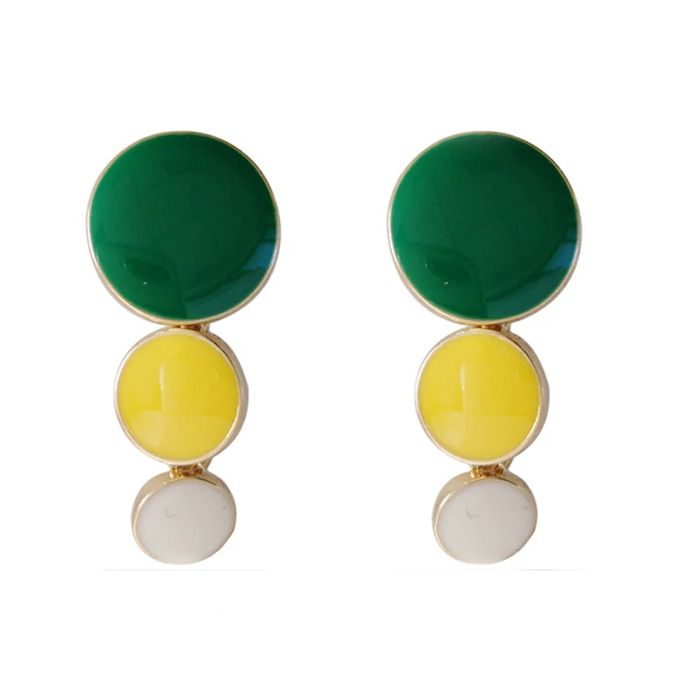 

Chadestinty Round Clip On Earrings Minimalist Red Yellow Black Enamel Clip Earing Multicolored No Piercing Ear Jewelry Earcuff