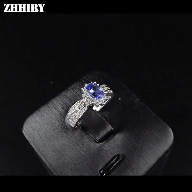 ZHHIRY Natural Blue Tanzanite ring Genuine Solid 925 Sterling Silver Real Gemstone Rings Woman Fine Jewelry
