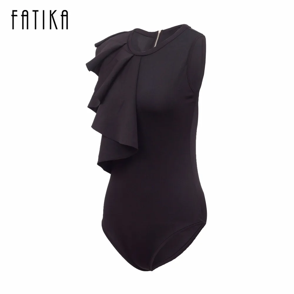 FATIKA 2017 Summer New Bodysuit Women Sexy Jumpsuit Romper Black White Long Sleeve Draped Bodycon Playsuit Elegant Body Top FATIKA 2017 Summer New Bodysuit Women Sexy Jumpsuit Romper Black White Long Sleeve Draped Bodycon Playsuit Elegant Body Top