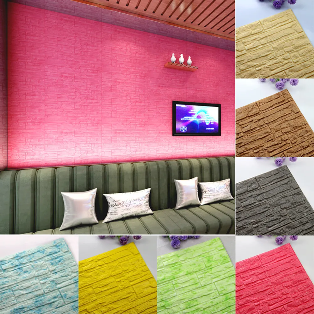 

70*77cm DIY 3D Brick PE Foam Wallpaper Panels Room Decal Stone Decoration Embossed DIY Self Adhensive 3D Brick Wall Stickers1.9