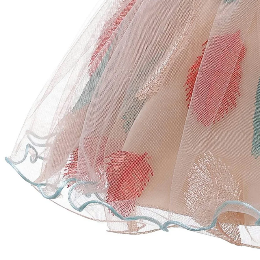 Платье принцессы с цветочным узором для девочек; Вечерние платья подружки невесты с вышитыми бабочками; платья с вышивкой для маленьких девочек