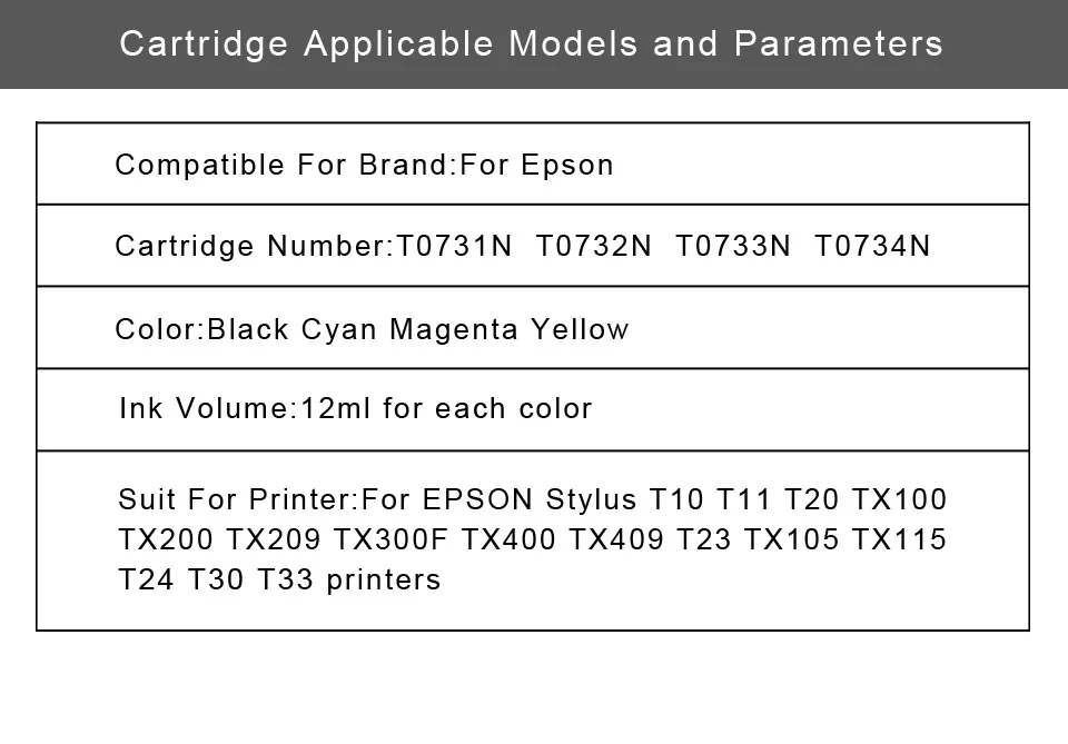 73 T0731 пустой перезаправляемый чернильный картридж для Epson TX209 TX419 CX3900 CX5900 CX4900 CX4905 TX300F чернильный чип автоматического сброса