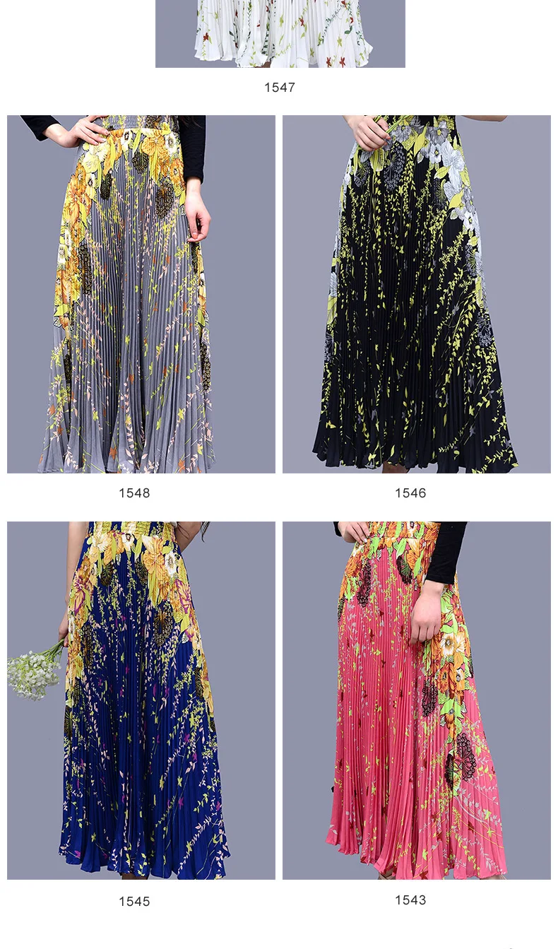 spring new high waist long section was thin a word pleated skirt