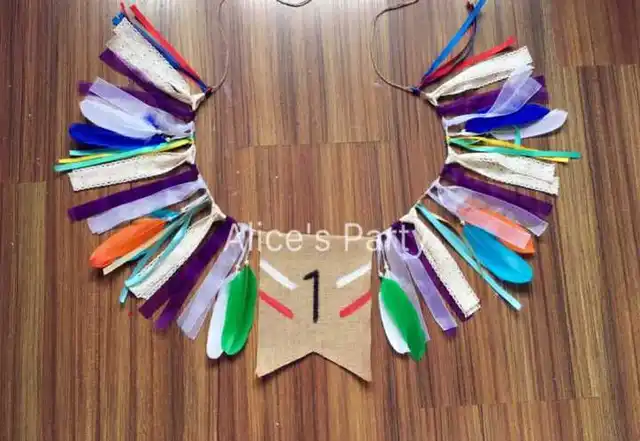 Native Indian Themed Bunting Boho Feathers High Chair Banner Baby Native Indian Themed Bunting Boho Feathers High Chair Banner Baby