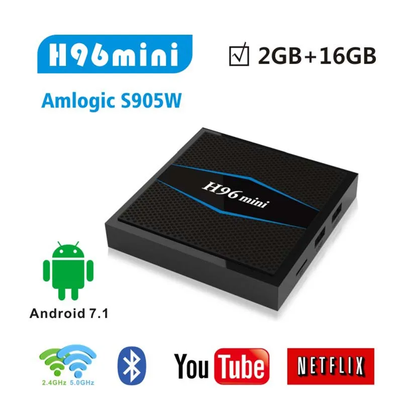 

H96 MINI Android 7.1 os SMart TV box Amlogic S905W 2g RAM 16G ROM Quad core 4K HD 2.4g/5g WiFi bt 4.0 H.265 h96 mini set top box