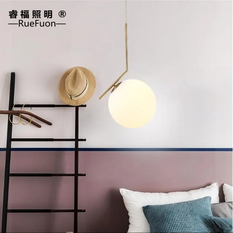 

Modern Simple Copper Single Head Small Chandelier Restaurant Ballroom Individual Hallway Point Round Magic Bean Lamp