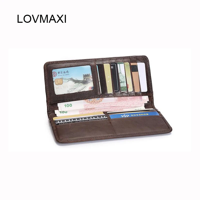 

2017 Hot sell Men Wallets 100% Genuine Leather Men's 2-fold Wallets male Money Clips Real cow leather Purses