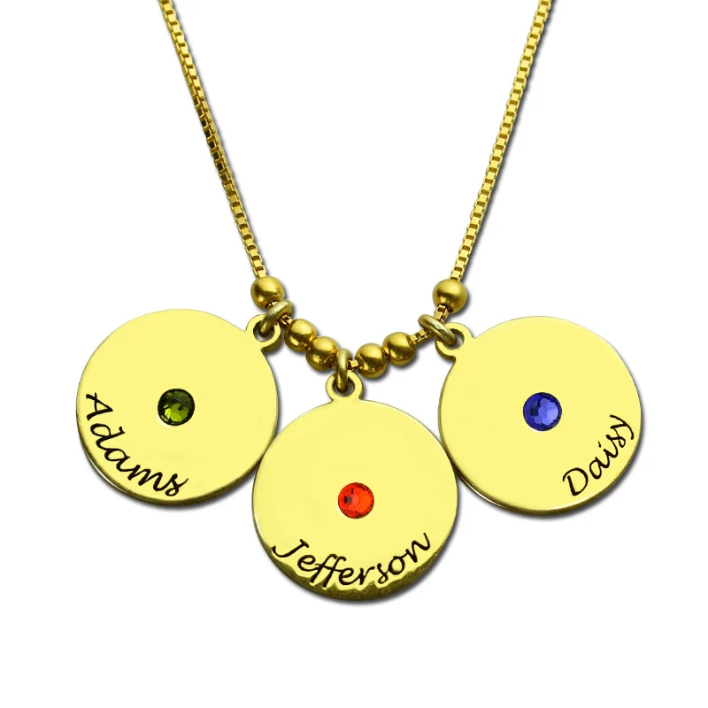 

Name Disc Necklace Personalized Birthstone Disc Pendant Gold Color Mother Necklace Keep Family Close Best Gift To Mom