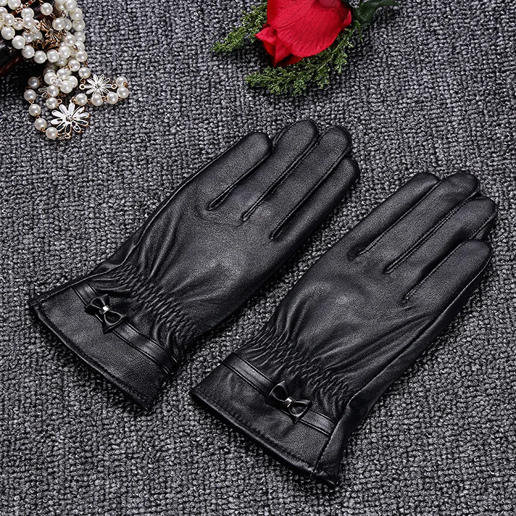 Прямые продажи перчатки для женщин наручные кружевные перчатки из натуральной кожи модные женские Goatskin зимние вождения