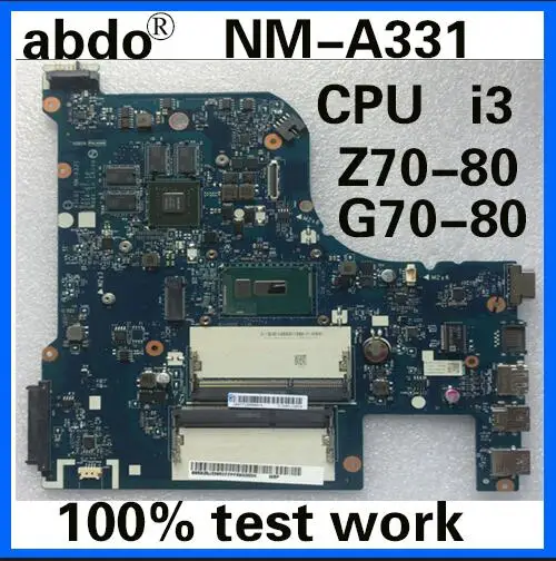 

Abdo AILG1 NM-A331 motherboard for Lenovo G70-70 Z70-80 G70-80 notebook motherboard CPU i3 5010U GT920M 2G 100% test work