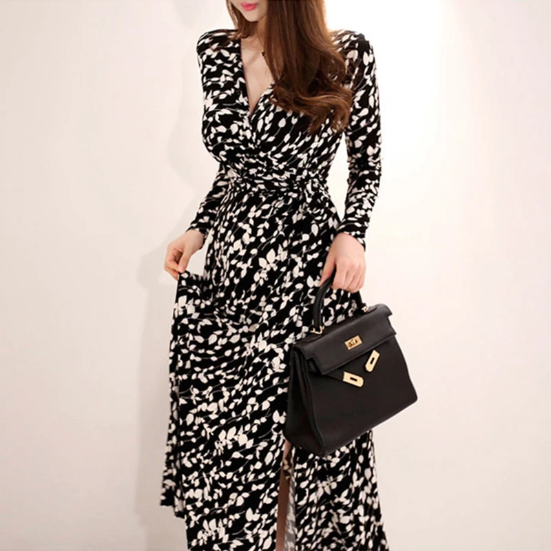 

fashion new arrival women sexy v-neck slim asymmetrical style elegant temperament comfortable girls fresh party formal dress
