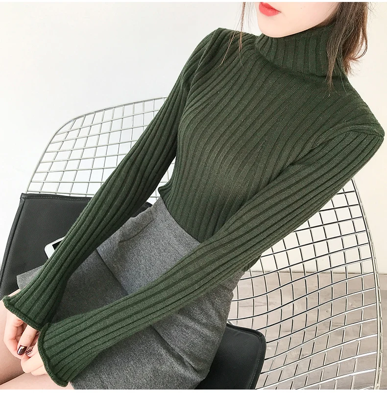 Водолазка Теплый женский свитер осень зима тонкий вязаный женский эластичный мягкий женский пуловер свитер L189
