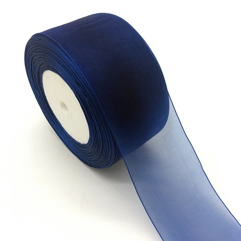 

5Yards/lot 2" (50mm) Navy blue Organza Ribbon Bow Hair Wedding Christmas Decoration DIY Lace Crafts Ribbon