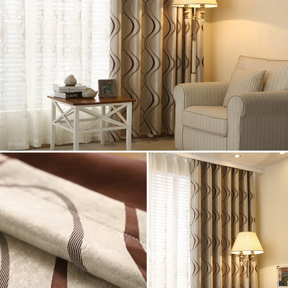 Topfinel grosso luxo ondulado listrado cortinas da