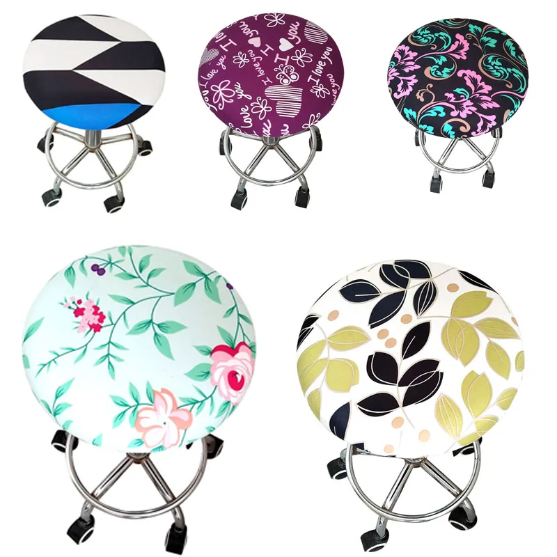 

4Pcs/Lot Home Chair Cover Round Bar Stool Cover Protector Polyester Elastic Seat Chair Cover for Dentist Hair Salon Slipcover