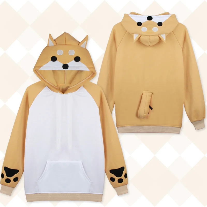 Новинка, shiba Inu Doge Kawaii, милое бархатное плюшевое пальто с капюшоном и длинными рукавами, мультяшный стиль аниме, теплая женская зимняя Толстовка на Рождество - Цвет: Yellow