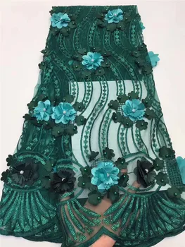 

Bridal Beaded Lace African Lace Fabric High Quality 3D Flower beads Embroidery Nigerian Lace Fabrics For Wedding Dress BZL-12177