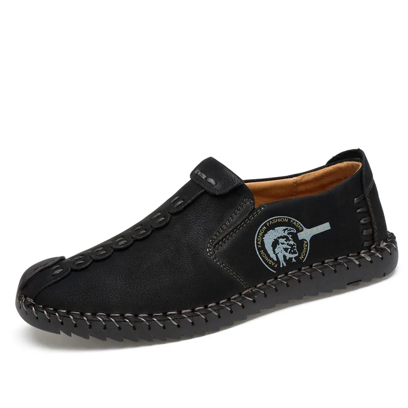 GILAUGH/ г., удобная повседневная мужская обувь модная обувь для мужчин Лоферы качественная кожаная мужская повседневная обувь мокасины на плоской подошве - Цвет: Black 1