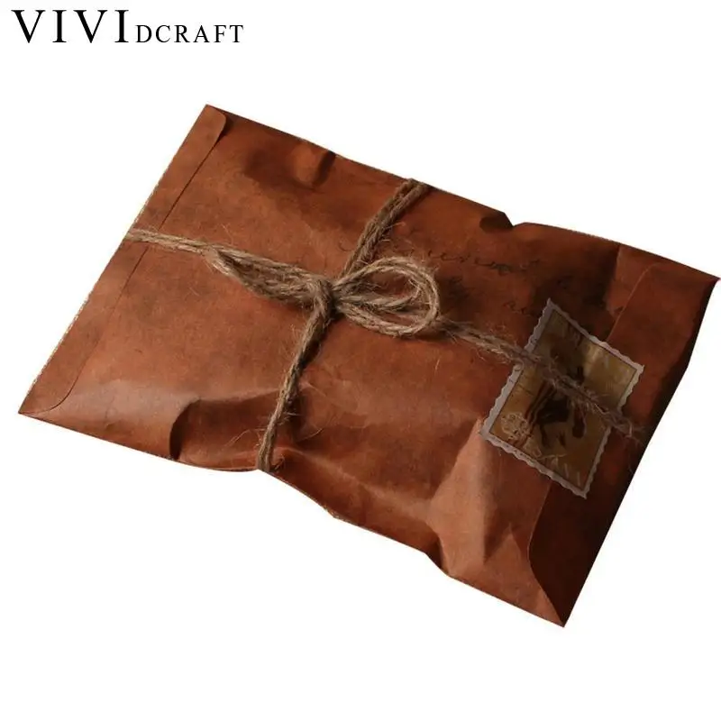 

Vividcraft Old Style Vintage Paper Envelope 50pcs/Lot Brown Kraft Packaging for Retro Postcard Invitation Card Small Gift Letter