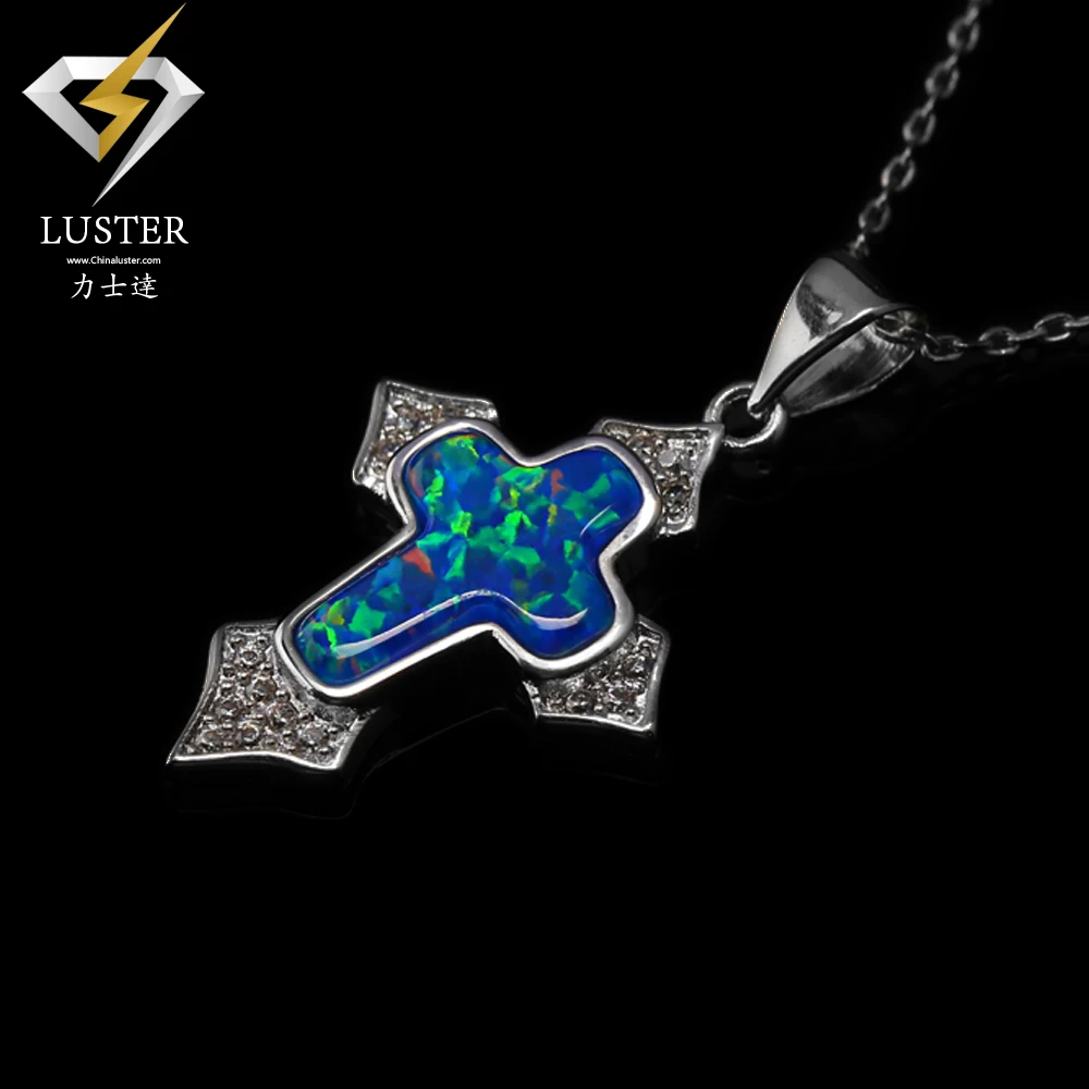 cross 10K gold white gold plating opal (5)