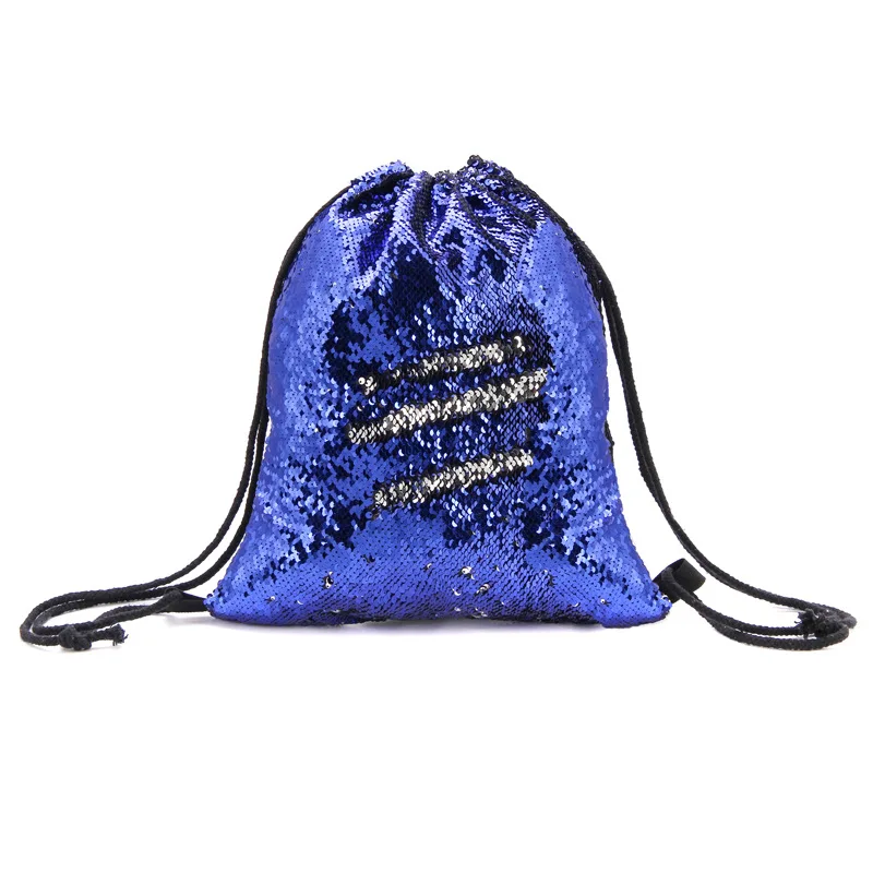 Новинка, модная женская сумка на шнурке с блестками, студенческий рюкзак на шнурке, женская сумка на плечо, Mochila Feminina - Цвет: blue