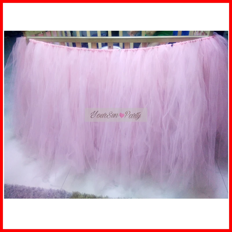 

Free Shipping Handmade Tulle Tutu Party Table Skirt 85 cm by 200 cm Per Pack Color Can Be Choosed 5 Star Baby Shower Tutu Skirts
