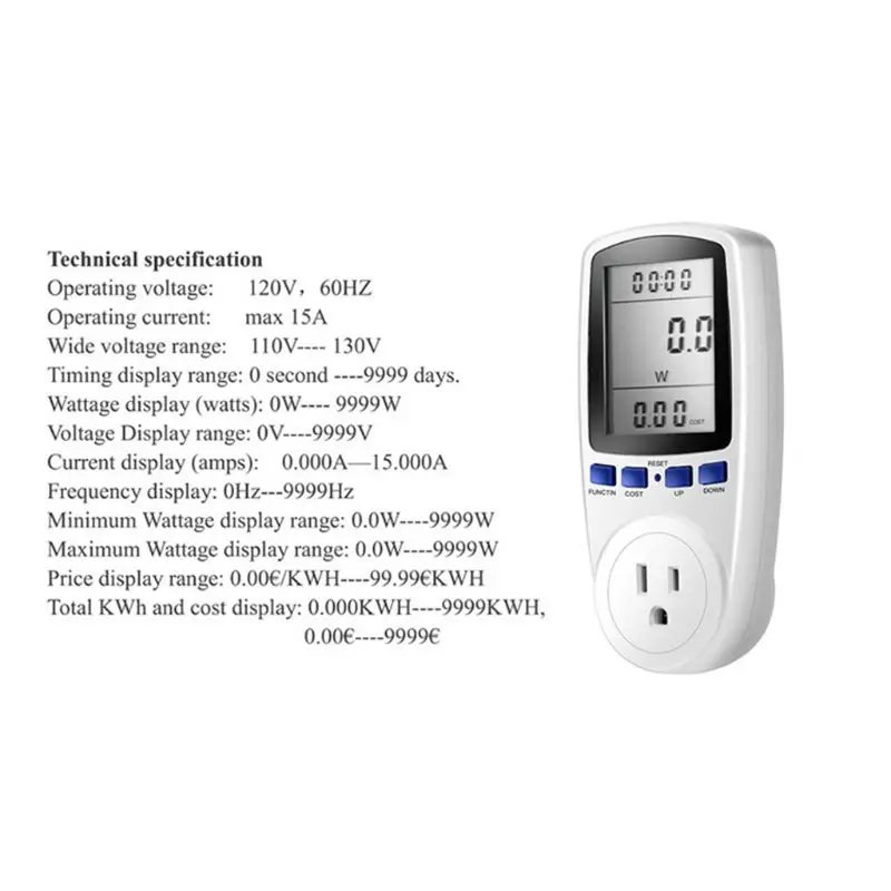 

LCD Digital Display Power Saving Energy Monitor Watt Amp Volt KWh Meter Electricity Analyzer