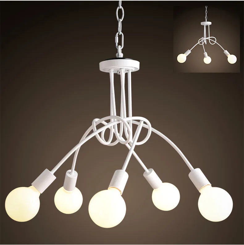 

Mordern Nordic Retro White/Black Matte Painting Light Chandelier Vintage Loft E27 luminaire lamparas Ceiling Lamp Fixture Light