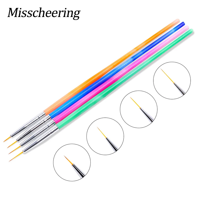 

4 Style Nail Art Line Painting Brush UV Gel Polish Acrylic Pen French Lines Stripes Grid Drawing Brushes 3D DIY Manicure Tools