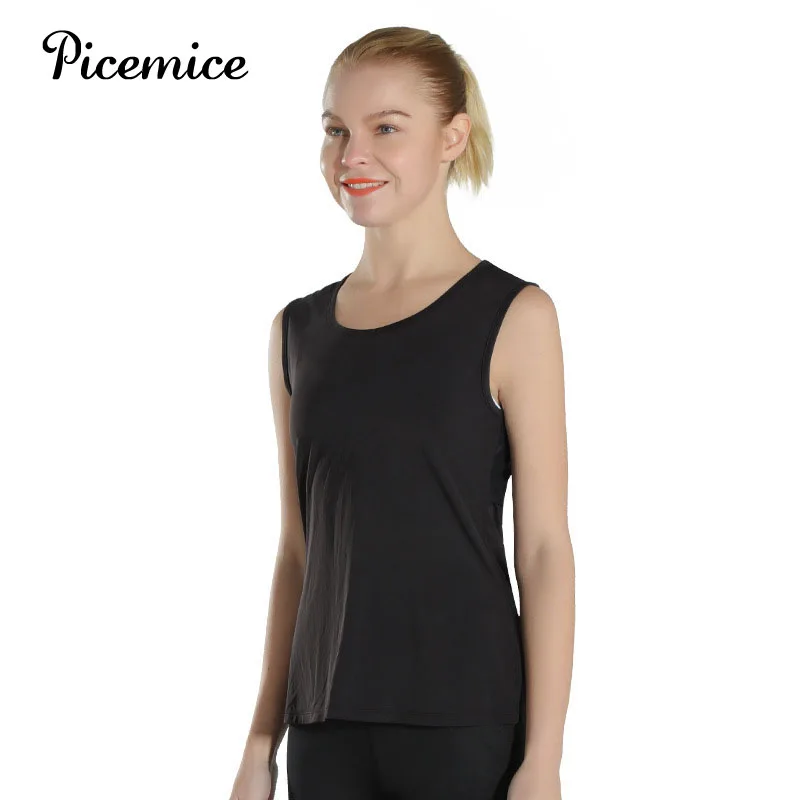 

Picemice Women's Sports Vest Quick Dry Outdoor Sports Running Shirts High Elastic Fitness Girls Slim Tank Yoga Shirt
