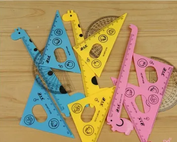 

Free ship!24set!Animal cartoon sets of feet with triangular ruler+protractor + ruler /student prizes