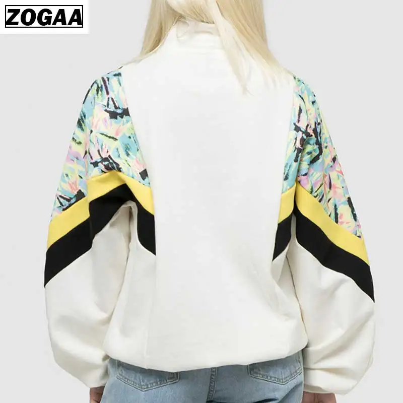 2019 Cool Tide Women's Hoodies Colour-impact Stitching High-collar Jacket Long Sleeve Loose Front Zipper Girls'Spring Clothing 2019 Cool Tide Women's Hoodies Colour-impact Stitching High-collar Jacket Long Sleeve Loose Front Zipper Girls'Spring Clothing