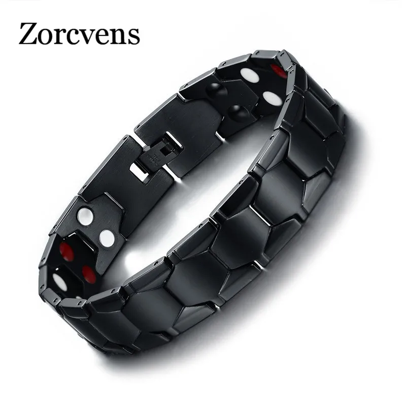 ZORCVENS браслет для магнитотерапии Для мужчин ювелирные изделия черный Мощность Браслеты нержавеющей стали браслеты оздоравливающие ювелирные изделия