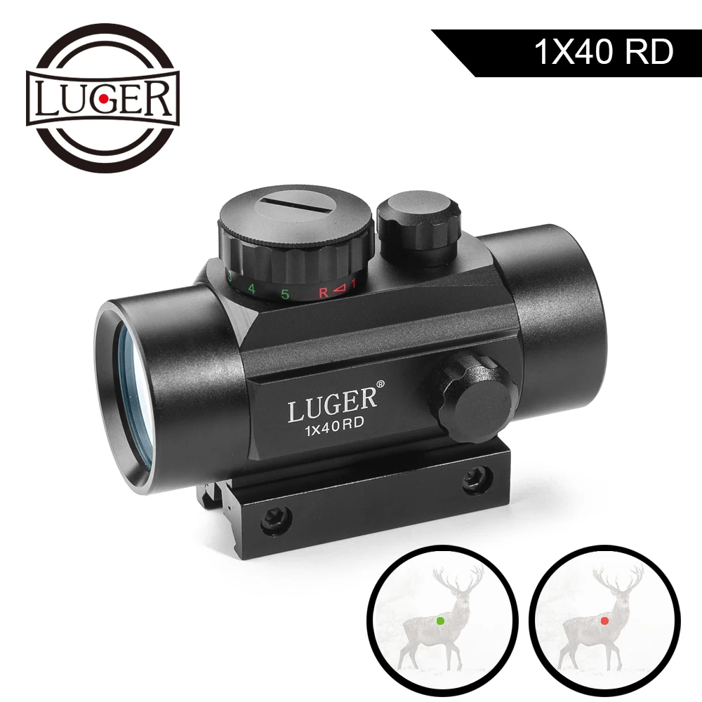 لوغر 1x40 الأحمر النقطة الخضراء البصر بندقية نطاق 11 مللي متر و 20 مللي متر السكك الحديدية الصيد بصريات التصوير المجسم منظر نقطة حمراء التكتيكية ... لوغر 1x40 الأحمر النقطة الخضراء البصر بندقية نطاق 11 مللي متر و 20 مللي متر السكك الحديدية الصيد بصريات التصوير المجسم منظر نقطة حمراء التكتيكية ...