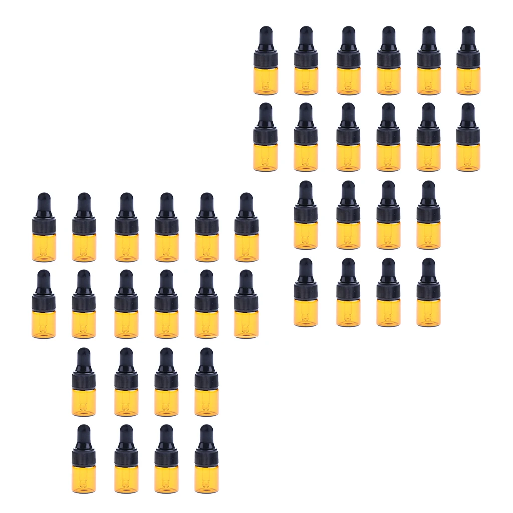 40pcs High Quality Mini Refill Glass Empty Dropper Bottles Vials Containers For Essential Oils Perfume 1ML 2ML
