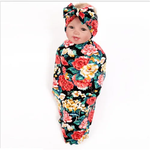 Детские мягкие Muslin Детские Обёрточная бумага Цветочный принт повязка на голову для пеленания Одеяло новорожденных Детское Полотенца