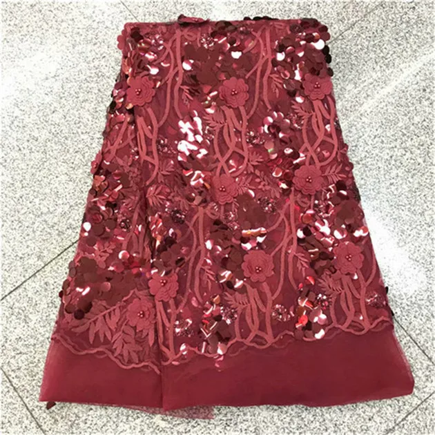 3d кружевная ткань высокого качества африканский тюль кружевная ткань аппликация блестки бисером кружевная ткань для нигерийского свадебного платья розовый