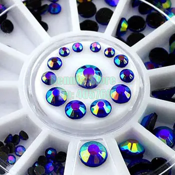 

Mysterious Mixed 4 size 2-5mm 3D Glitter Blue AB Round Acrylic Rhinestone Nail Art Decoration Phone Gems Wheel Tips
