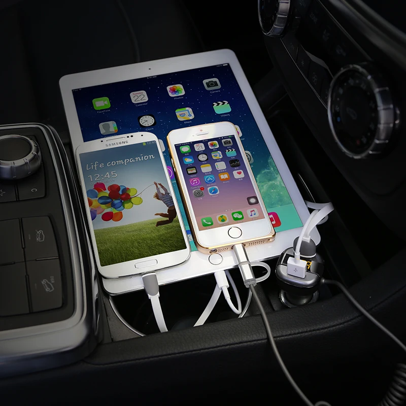 Автомобильное зарядное устройство умное с двумя usb портами 12 24 В 3 4 а цифровым