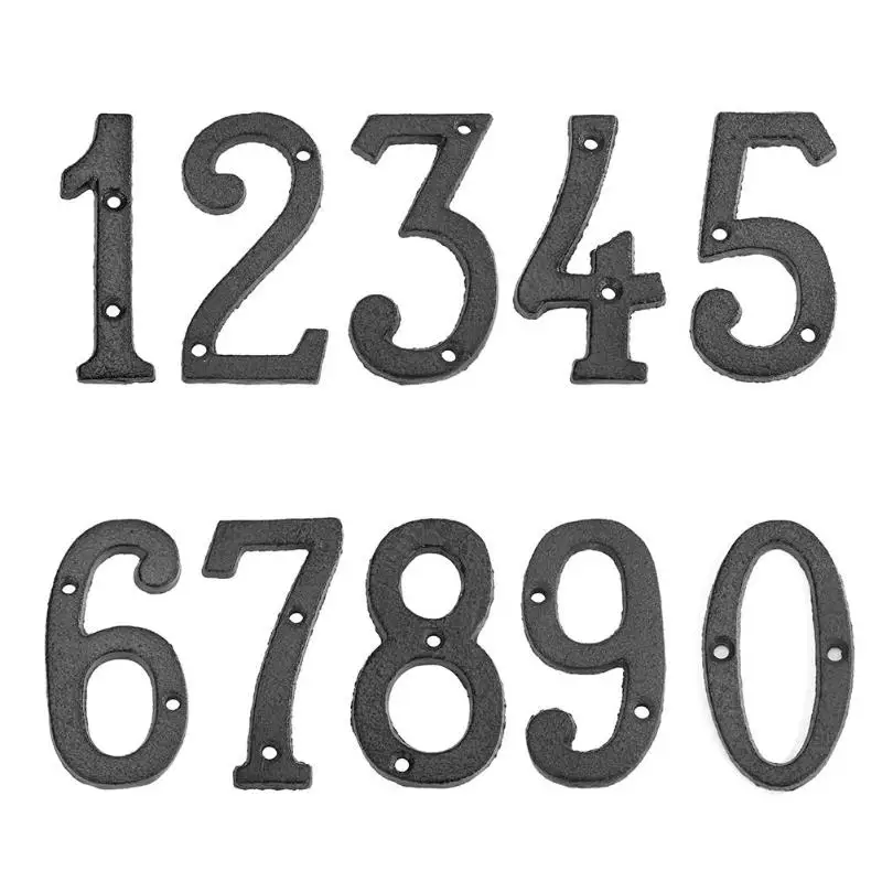 

0-9 Metal Digital Numbers Cast Iron House Sign Doorplate DIY Cafe Wall Decor