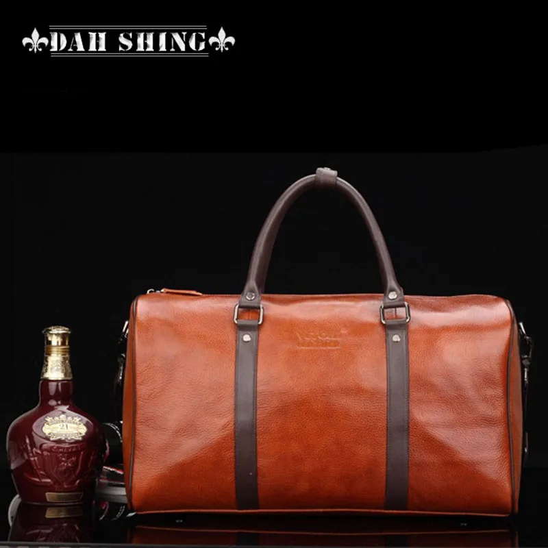Модная однотонная вместительная сумка для багажа из натуральной кожи, мужская сумка для путешествий 45*26 см