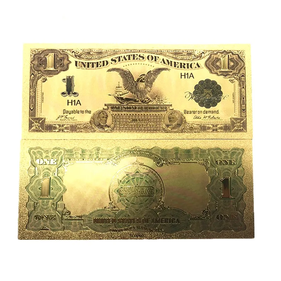 Красочные банкноты США 1899 $1 $2 $5 Долларовые купюры банкнотной в 24 каратное Золотое