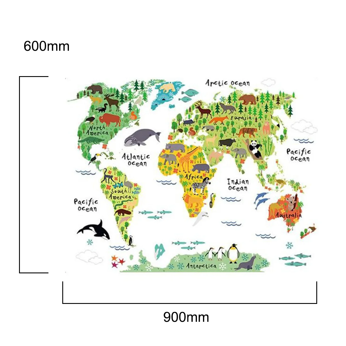 Большие Детские развивающие животные карта мира Съемная наклейка художественная Фреска домашний Декор наклейки на стену