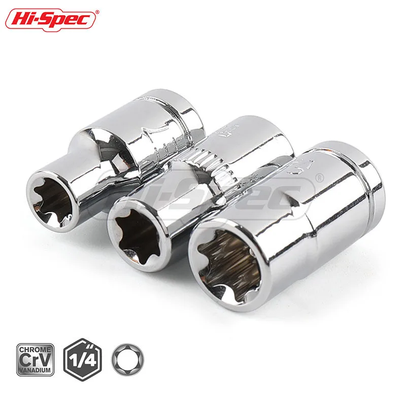 Hi Spec 6 шт. 1/4 E Star Torx Набор гнезд Hex Шестигранная розетка адаптер Универсальная