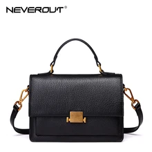 NeverOut Women High Quality Genuine Leather Shoulder Bags Solid Retro Hardware Messenger Bag Sac Brand Design Crossbody Bag