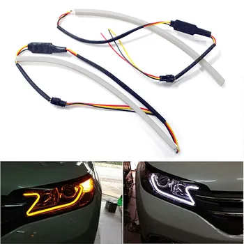 

2pcs 60cm Car Styling Daytime Running Light Angel Eye Flexible LED Strip Headlight Daytime Lamp Switchback Strip Angel Eye DRL