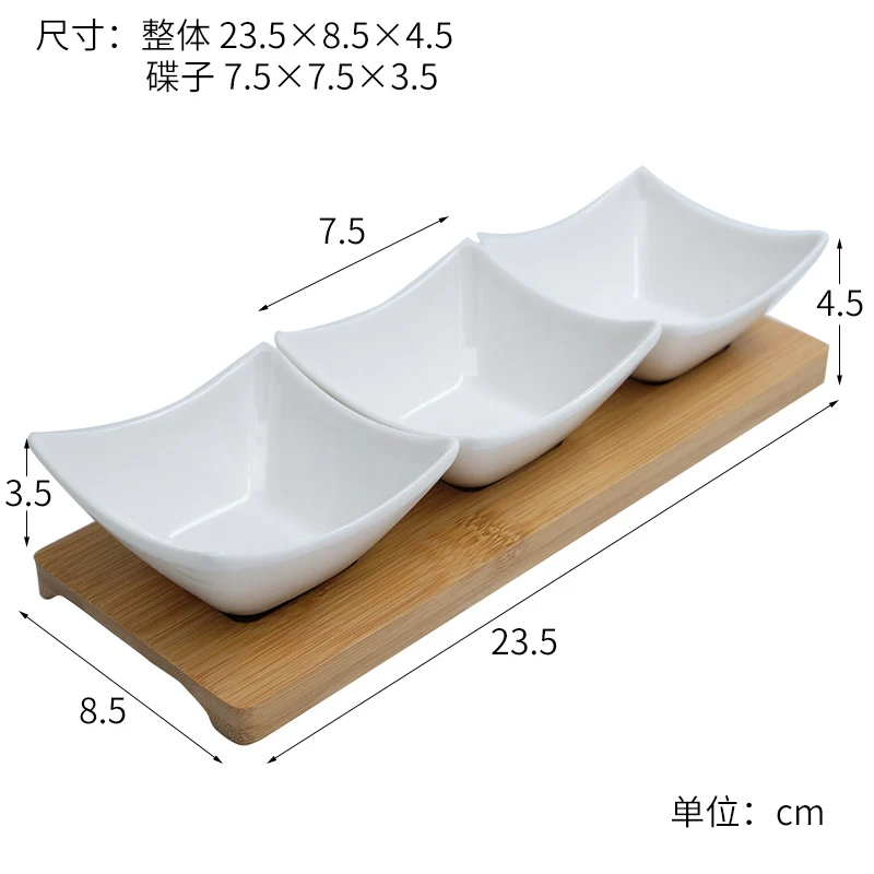 Полный набор керамической бамбуковой миски для десертов, поднос для снэков, тарелка для фруктов, тарелка, посуда, поднос для завтрака, кухонные принадлежности для дома - Цвет: A