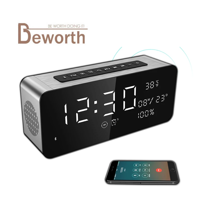 

Sardine A10 Bluetooth Speaker 5000mAh Portable Alarm Clock MP3 Speakers 52mm Horn Big Sound Stereo USB FM Radio for Party