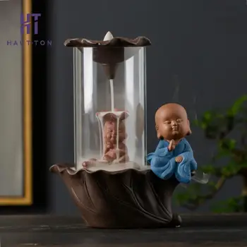 

Acrylic Transparent Cover Backflow Incense Burner Tower Cone Incense Burner Monk Decorated Aromatherapy Furnace