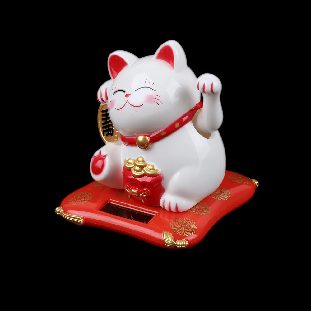 SIRENXI милый модный Maneki Neko на солнечных батареях, приветствующий лапой, счастливый, манящий удачу, кот для автомобиля, отеля, домашнего декора, ремесла